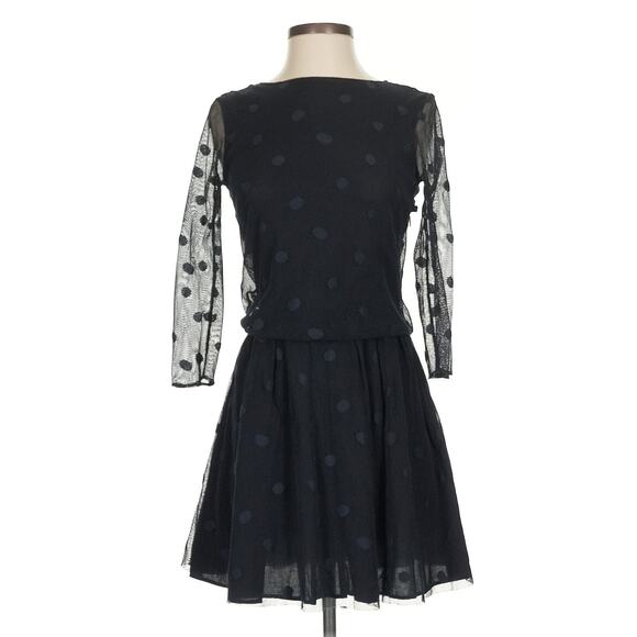 Sézane polka dot chiffon dress EU 34 US 2  sheer sleeve Parisian cocktail party - Picture 2 of 15